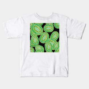 Tropical Kiwi Fruit Abstract Pattern_black Kids T-Shirt